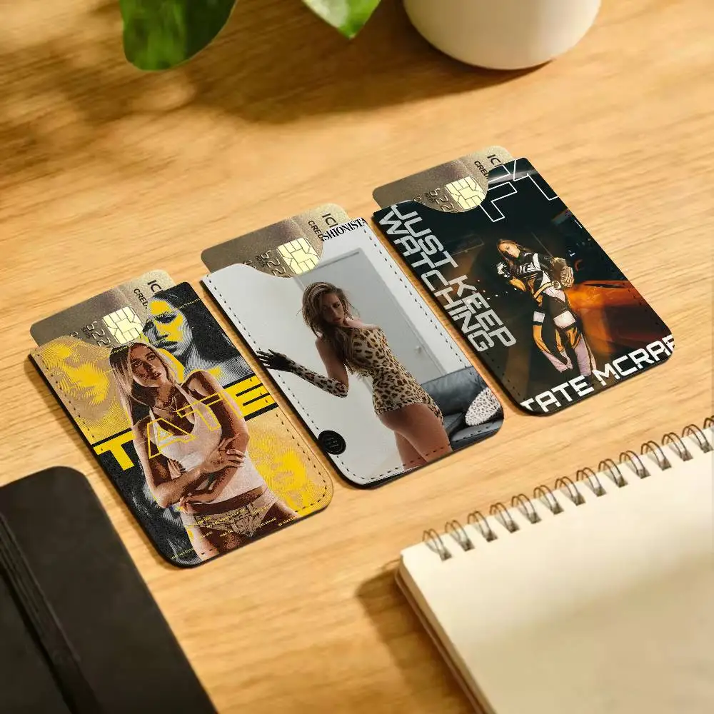T-Tate M-McRaeS Singer Creative Printed with Leather Protective Case Business Portable Letter Pattern Leather Credit Bags