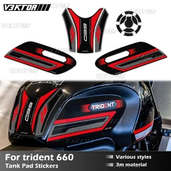 Trident660 오토바이 연료 탱크 스티커 탱크 패드, 트라이던트 660 용 데칼 오일 가스 캡 보호대
