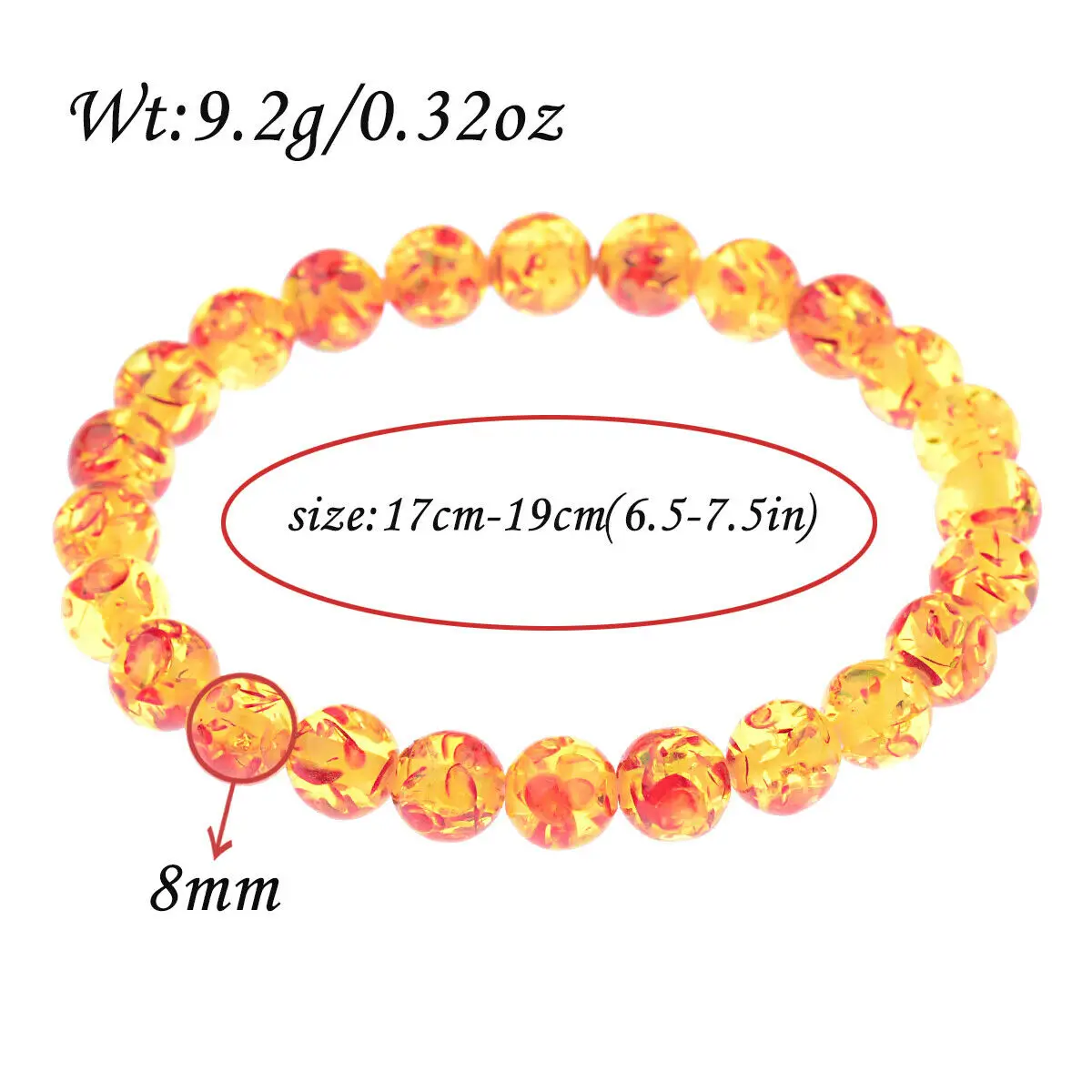 8mm Yellow Amber Beads Bracelet Natural Stone Bracelet for Men Women Citrines Jades Strand Beads Bangles Meditation Jewelry Gift