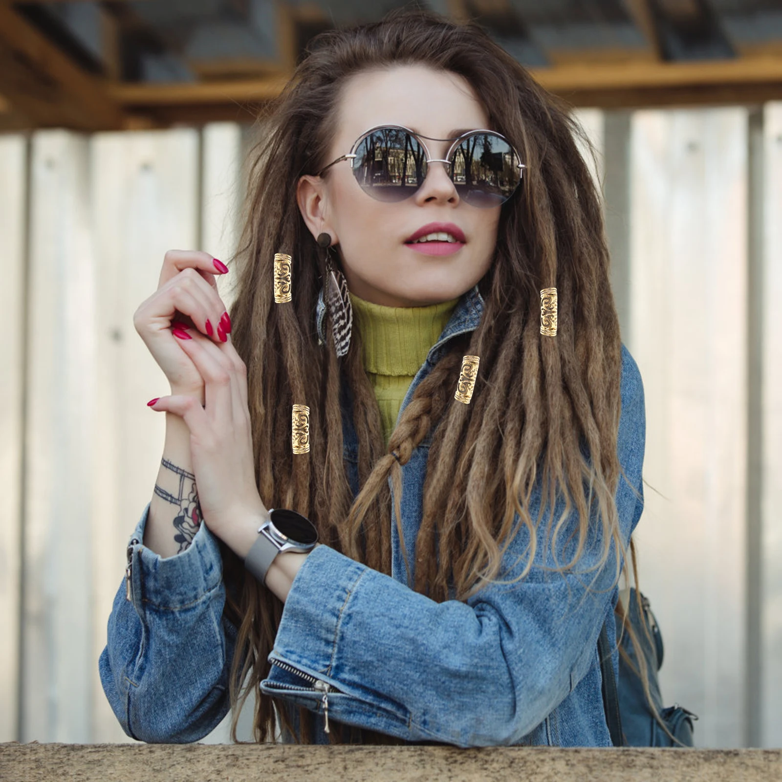 

6Pcs Alloy Dreadlock Rings Hair Accessories Vintage Hair Cuffs Dreadlocks Jewelry Braid Rings Party Fashion