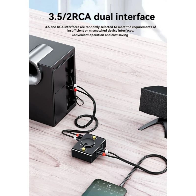 3.5Mm To 2RCA Audio Switcher Bidrectional Switcher 1 In 2 Out Or 2 In 1 Out Dual RCA To 3.5Mm Splitter Switcher