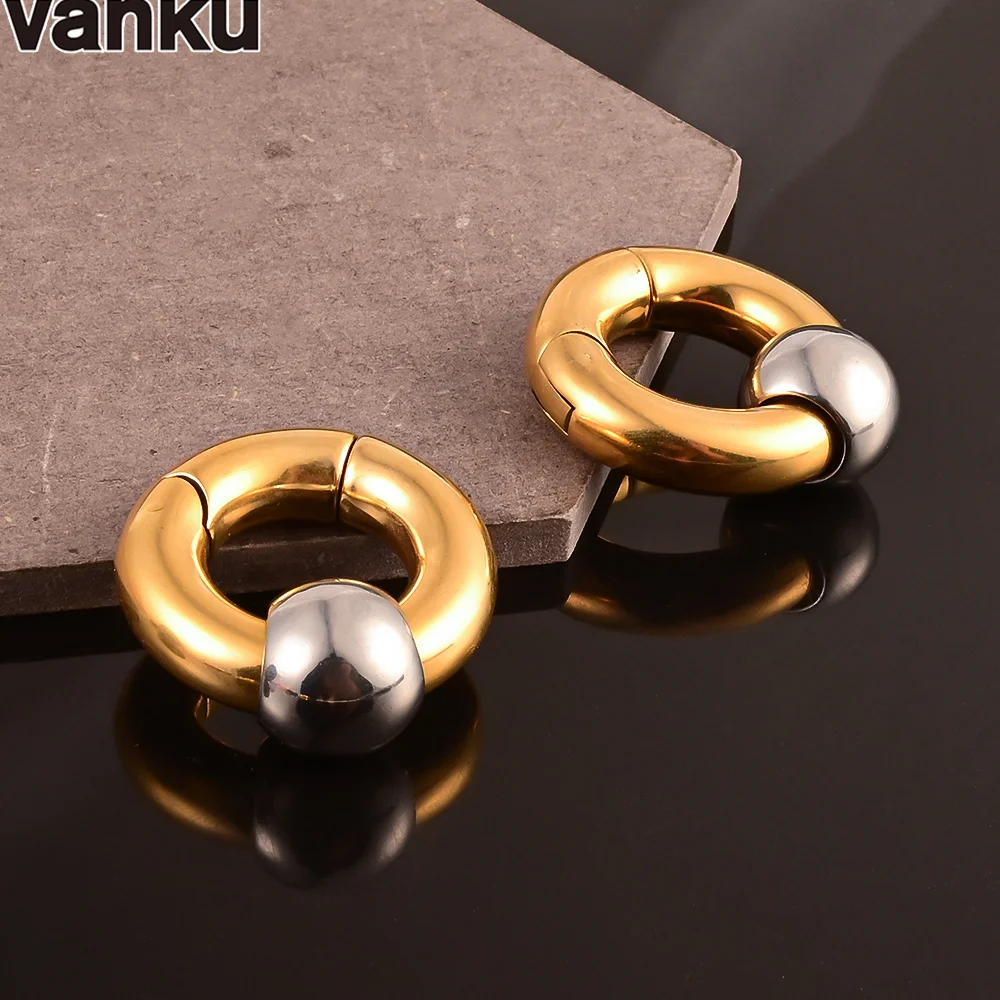 Vanku 2pc Round Heavy Hoop Ear Weights for Stretched Earlobe Gauges  Replace Taper Stretching Kit Expander Body Piercing Jewelry