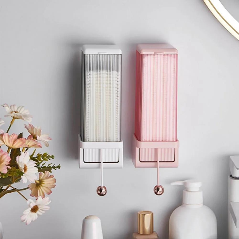 Easy Installation Makeup Cotton Storage Box Space-saving Waterproof Cotton Pad Dispenser Automatic Wall-mounted
