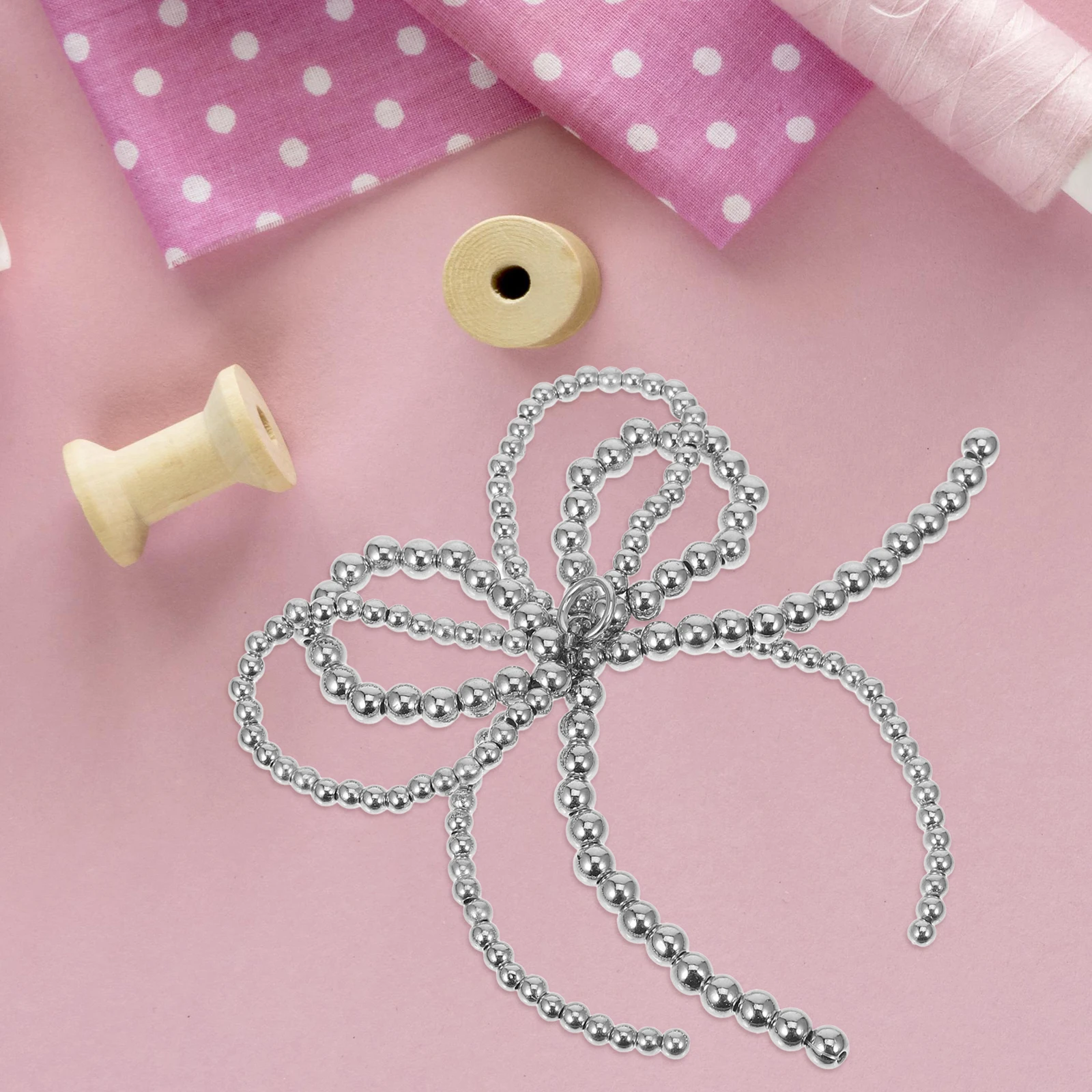 

1pcs Pearl Bowknot Shoe Charms Beaded Chain Keychain Diy Jewelry For Women Sliver Phone Wallet Keys Decoration Bowknot