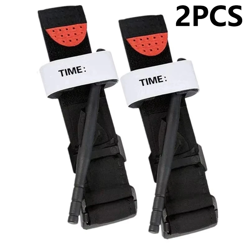 2PCS Tactical Medical Tourniquet Red Tip Outdoor Exploration Combat Application Emergency Belt Aid for First Aid