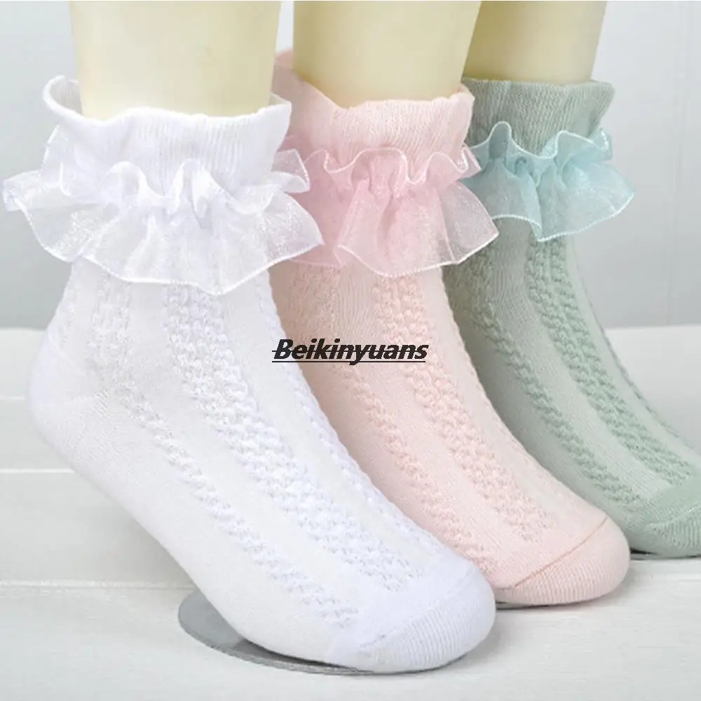 Girls socks spring and autumn thin section summer Baby Sokken cotton lace princess elementary children dance lace socks