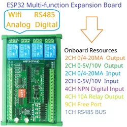 DC 12V 24V ESP32 Expansion Board Digital Analog DAC ADC IO Wifi Relay Switch ES32C14 Module for Arduino PLC Smart Home IOT Diy