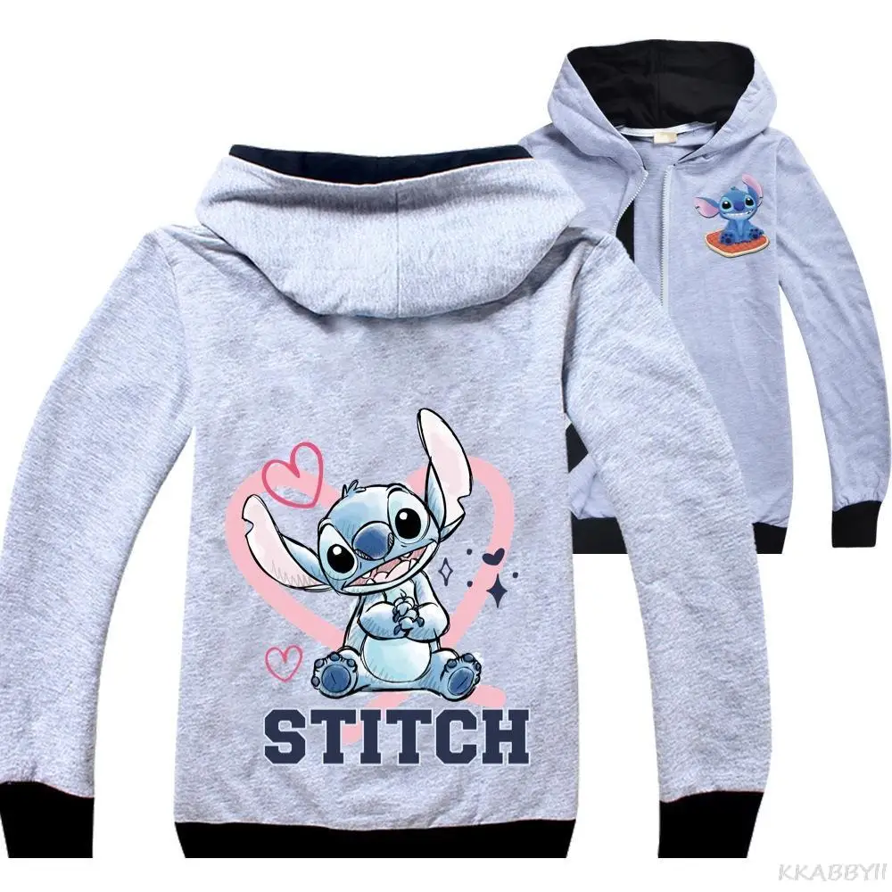 Stitch Clothes Kids Zipper Jackets for Girls Hooded Sweatshirt Baby Boy Hoodies Children Long Sleeves Sweater