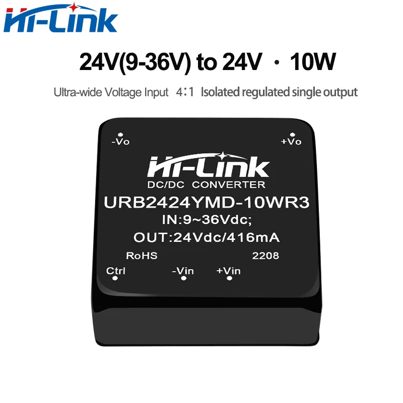 Hilink DCDC URB2415YMD-10WR3 10pcs/lot URB2424YMD Regulated Wide Voltage 9V-36V to 15V 666mA Isolated Switching Power Module