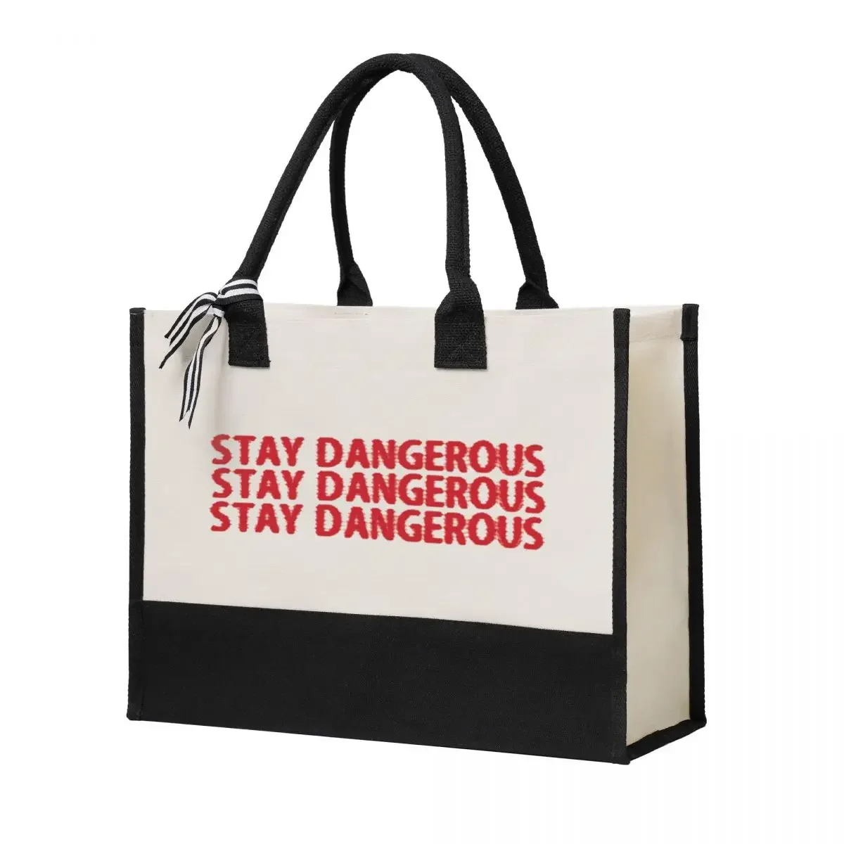 Geschenk-Einkaufstasche aus Segeltuch STAY DANGEROUS Canvas-Tasche mit großem Fassungsvermögen, anpassbare Qualitätsgeschenke