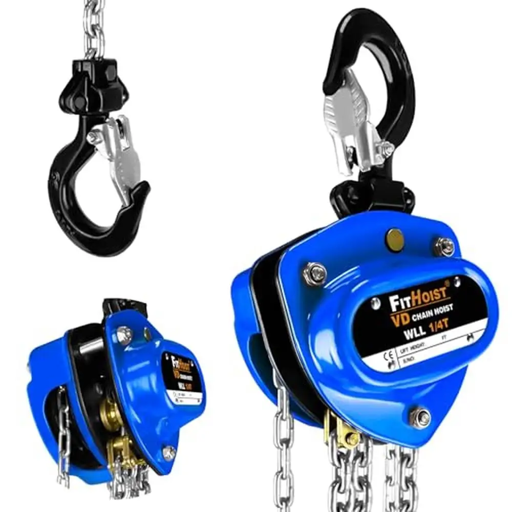 Compact 1/4 Ton Mini Hand Chain Block Hoist 550lbs Capacity 10FT Heavy Duty Hooks Pulley Hoist Durable Safe High Efficiency Gear