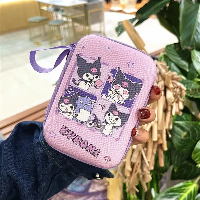 Kawaii Sanrio Hello Kitty Kuromi Pochacco Storage Bag Data Cable Protection Bag Mobile Phone Charger Earphone USB Portable  Box