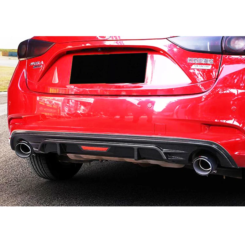 For Hatchback Mazda3 Axela Accessories Car Rear Bumper Split Body Kit Spoiler Diffuser Modification PP Plastic Rear Lip 2017 -18