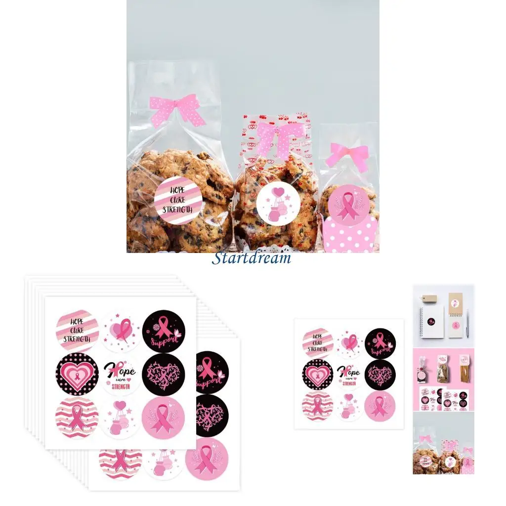 Ribbon Sticker Decorative Labels Breasts Awareness Sticker Pink Sticker K92C