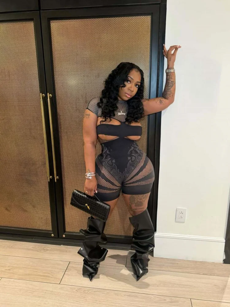 

Sister Star Women Jumpsuit Wholesale Fashion Solid Color Sexy Hottie Skeleton Mesh Pajamas Lace Nightclub Party Jumpsuit Outfit