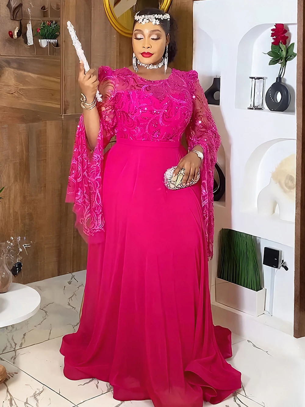 

Роскошное свадебное платье для женщин, Дашики, длинные платья с блестками, африканская одежда, вечернее платье для дня рождения, выпускного вечера, халат Africaine Femme