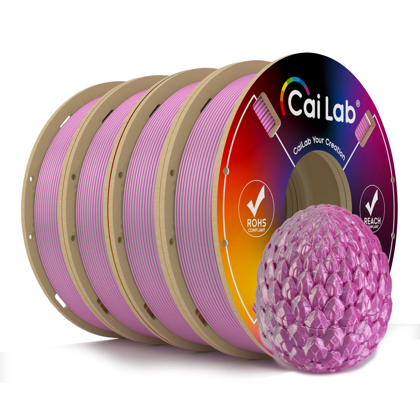 

【New】4 Rolls CaiLab PLA+ Silk 3D Printer Filament Works with Most FDM 3D Printer 1.75mm Diameter 200g per Spool (Pink Silver)