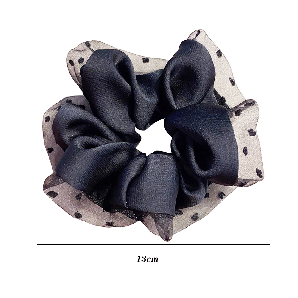 Black Chiffon Scrunchies Women Mesh Elastic Hair Bands Rope Korean Girls Ponytail Hair Tie Rubber Band Fashion Hair Accessories