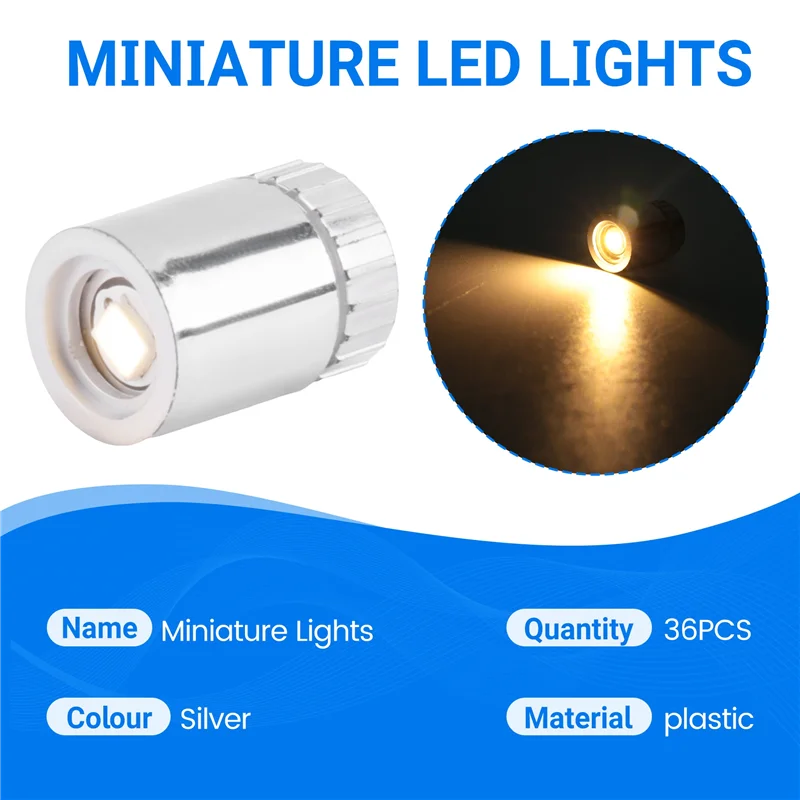 LICE-36Pcs أضواء مصغرة لبيت الدمى، أضواء LED مصغرة للحرف اليدوية، أضواء كشاف صغيرة تعمل بالبطارية (أبيض دافئ) #5