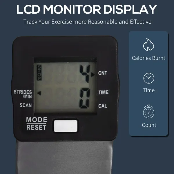 أداة سلالم مع مقود هزاز، مقاومة هيدروليكية، شاشة LCD، فضي - جهاز تمرين متسلق القلب المنزلي