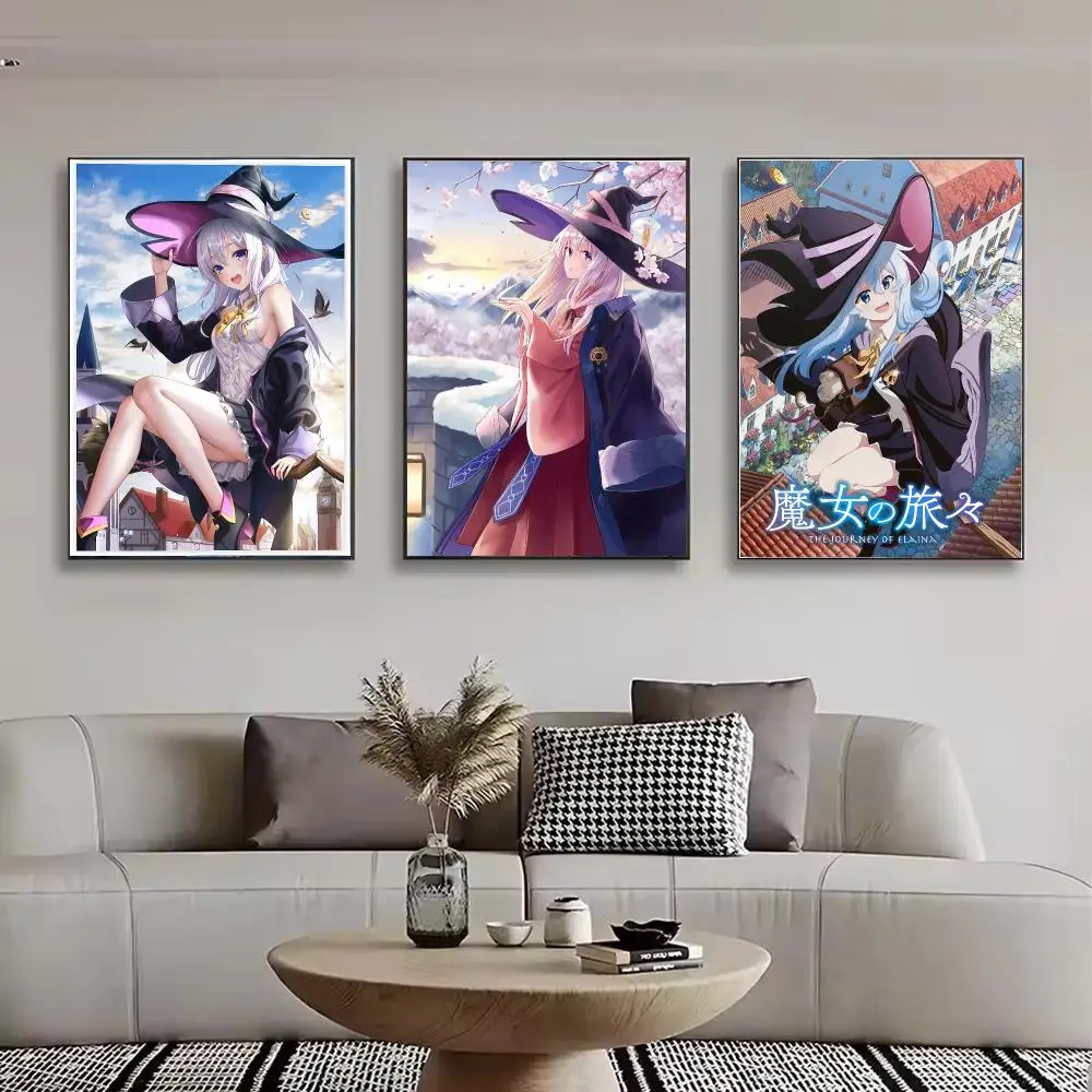 Anime Wandering Witch Elaina Painting Calligraphy Canvas Poster Wall Art for Bedroom Living Room Home Decor Gift