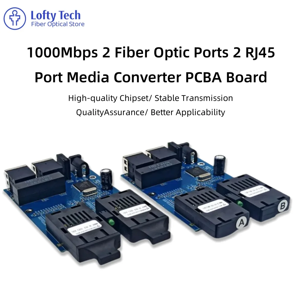 

2 Gigabit Fiber Ethernet Breakouts, RJ45 Fiber Converter, PCB, 100m, 1000m,