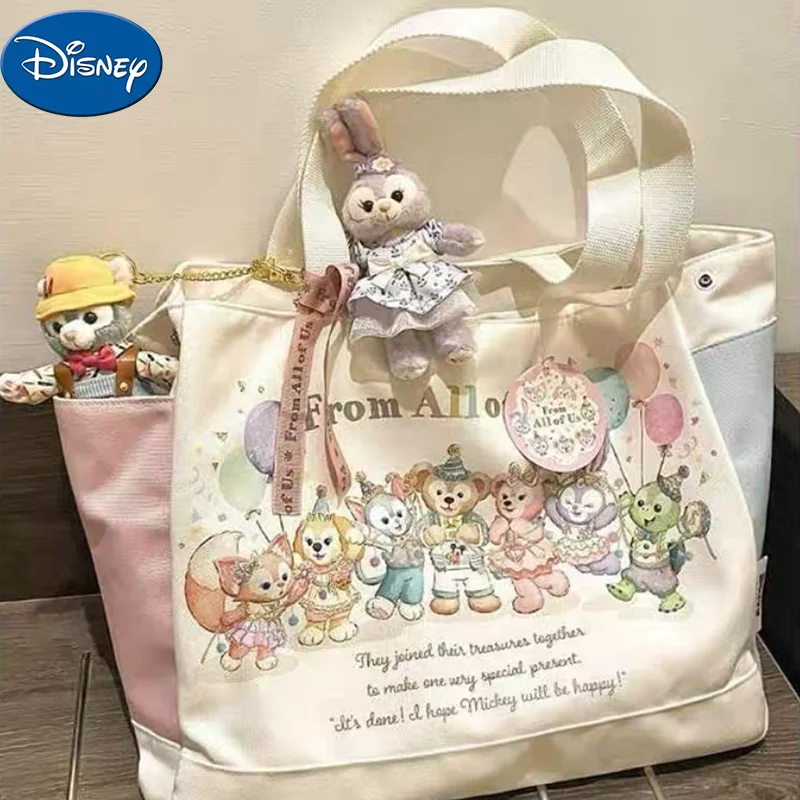 Disney Linabell Stellalou Canvas Bag Wild Letter Printed Canvas Bag Large Capacity Lightweight Shoulder Bag Girl Birthday Gift