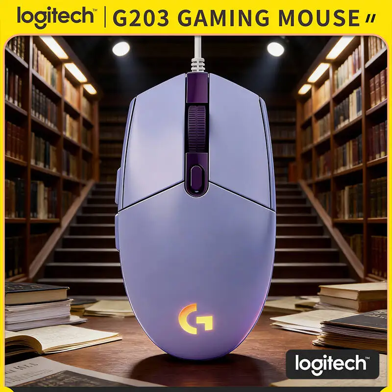 

Мышь Logitech G203 Lightsync, усовершенствованный оптический датчик, 200–8000 точек на дюйм, отгрузка на 1000 Гц, совместимый ПК и Mac