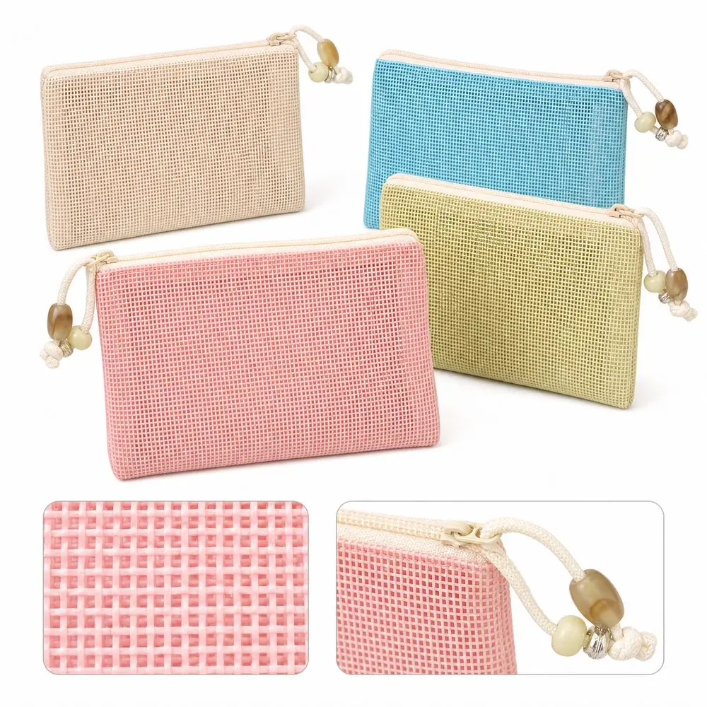 New Portable Mesh Cosmetic Bag Lightweight Zipper Closure Toiletry Bag Transparent Large Capacity Wash Bag Daily Makeup Storage