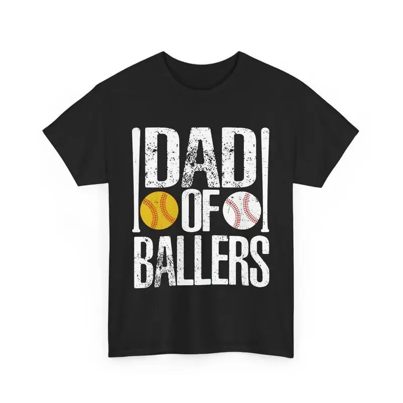 Dad of Ballers T Shirt Father's Day Baseball Softball Men Vintage