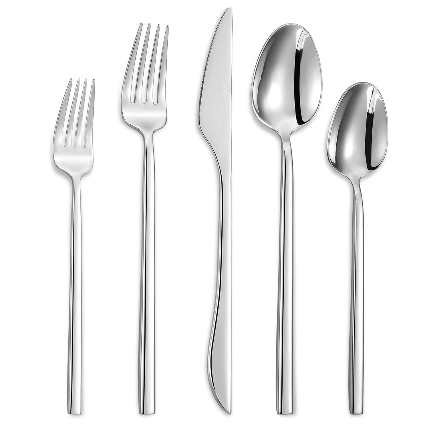 

20Pcs Fashion Glossy Silver Cutlery Set 18/10 Stainless Steel Creativity Gift Flatware 304 Drop Shipping