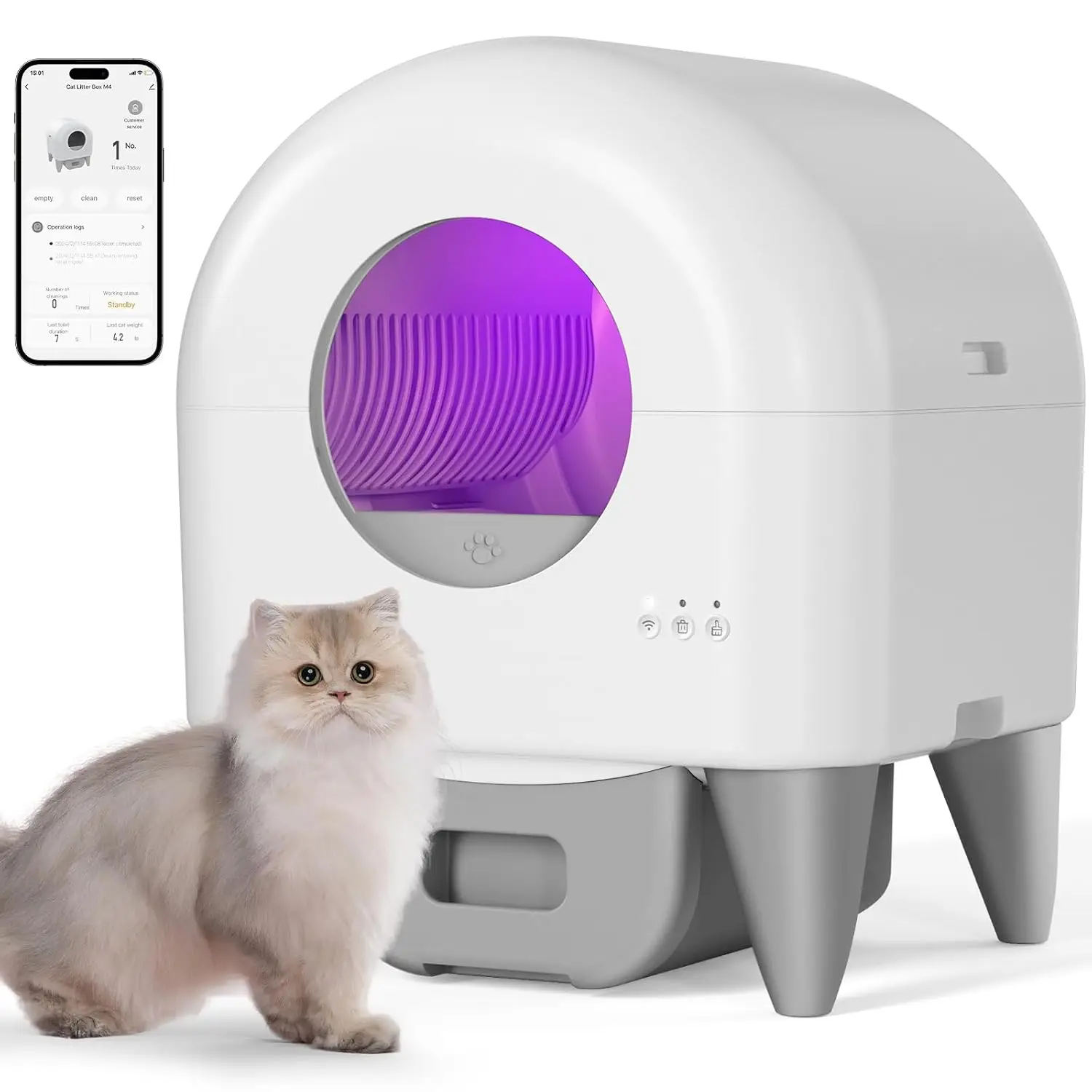 Automatic Litter Box,Safety Sensor,App Control,Washable Litter Tray, Customized