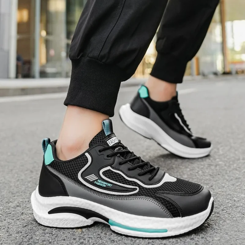 Men Soft Cushion White Grey Orange Mesh Platform Running Shoes All Mat Gulf Male Office Outdoor Daily Walking Sneakers