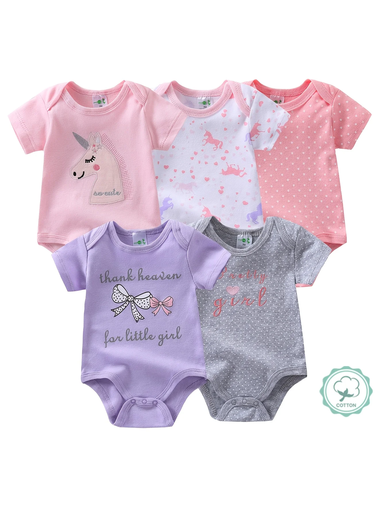 Baby Clothing Essentials Newborn - 5 adet Kız Çocuk Kısa Kollu