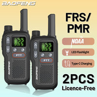 2PCS Baofeng BF-T18 Mini Dual PTT Walkie Talkie Portable FRS PMR 446 Flashlight Support Type-C Charger NOAA For Hunting Camping