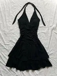 Punk Sexy Dresses Women Clothes Summer Vintage 90s Korea Dress Sweet Girl High Waist Slim Gothic Harajuku Y2k Short Halter Dress