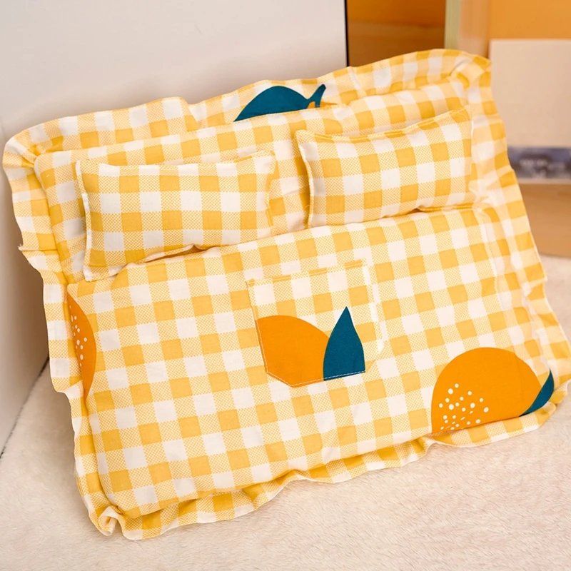 Joli sac de couchage Double, ensemble de literie avec deux oreillers pour poupée idole en coton et poupée Labubu de 17cm, maison de jeu, jouets, accessoires