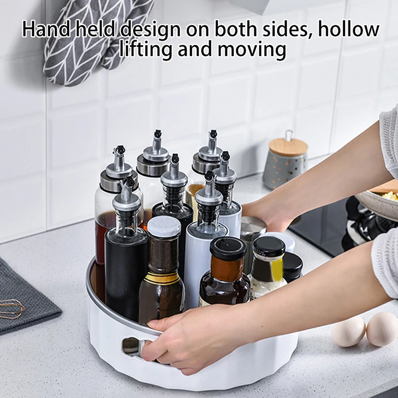 360°Rotating Storage Rack,Non-Skid Spice Rack,Multifunctional Seasoning Organizer Shelf,Cabinet Organizer,Bathroom Cosmetic Tray