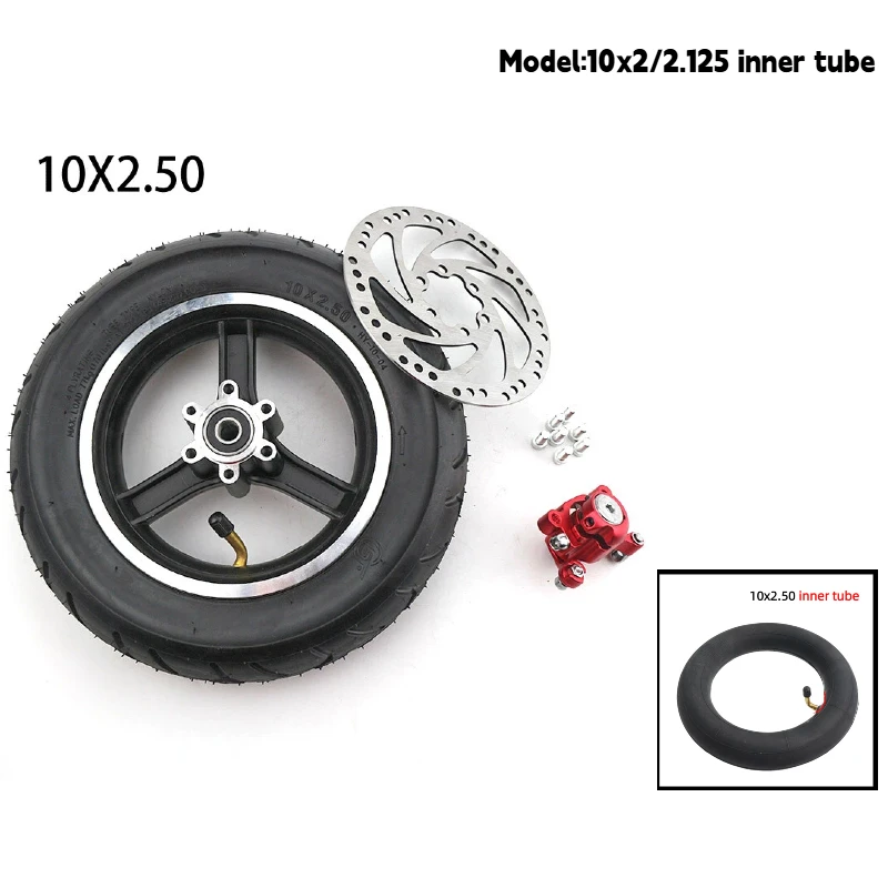 10x2.50tires wheels suitable for High quality tires aluminum alloy wheel hub with brake discs for electric scooter balancing car