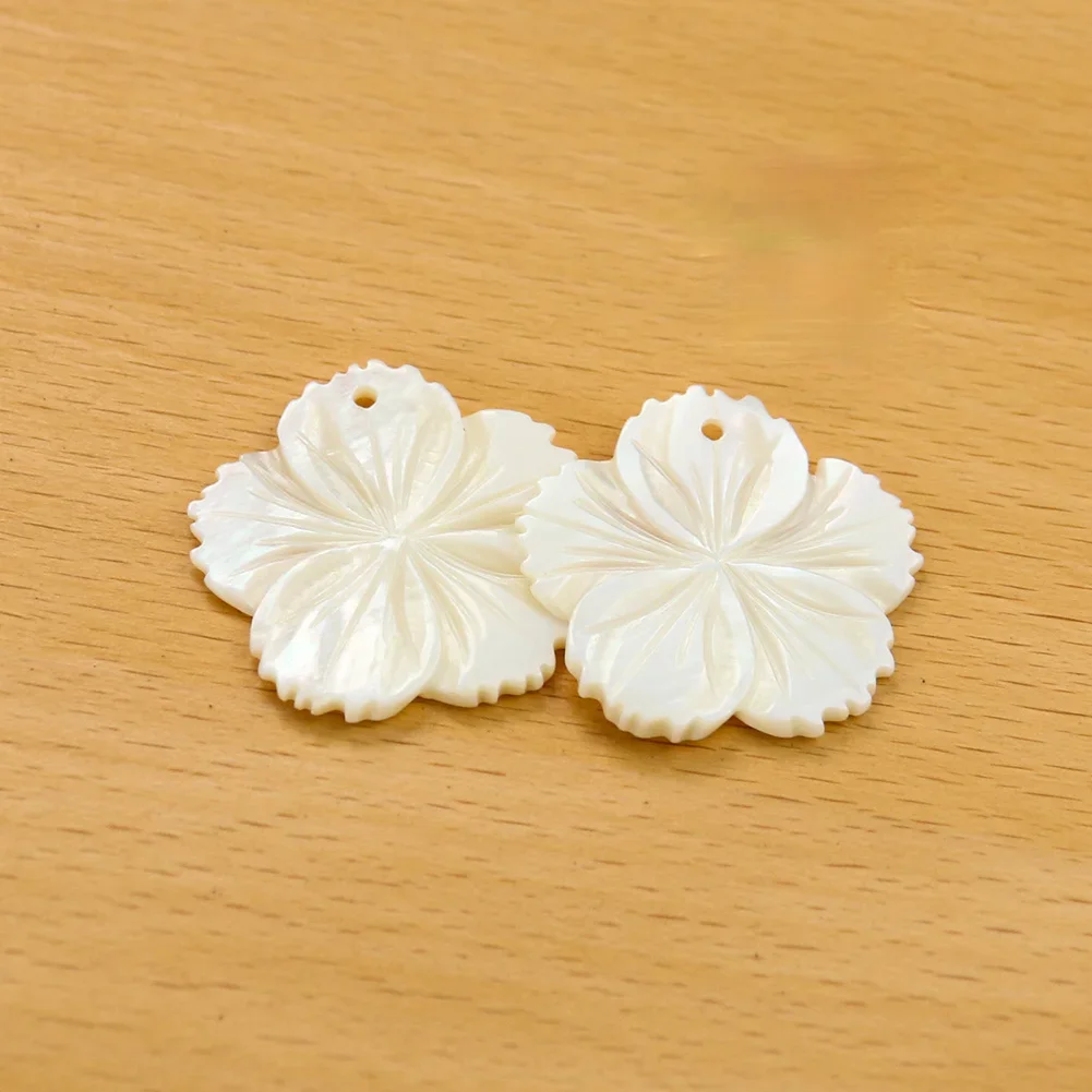 2pcs Natural White Sea Shell Carved Flower Charms Sakura Peach Blossom MOP DIY Necklace Earring Hairpin Jewelry Making Accessory image 4