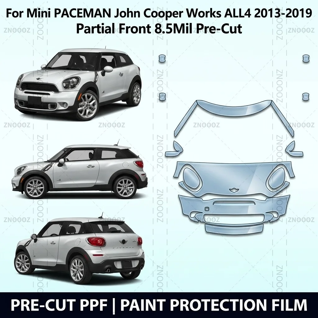For Mini PACEMAN John Cooper Works ALL4 2013-2019 Partial Front 8.5Mil Pre-Cut Paint Protection PPF Kit Clear/Matte/Black