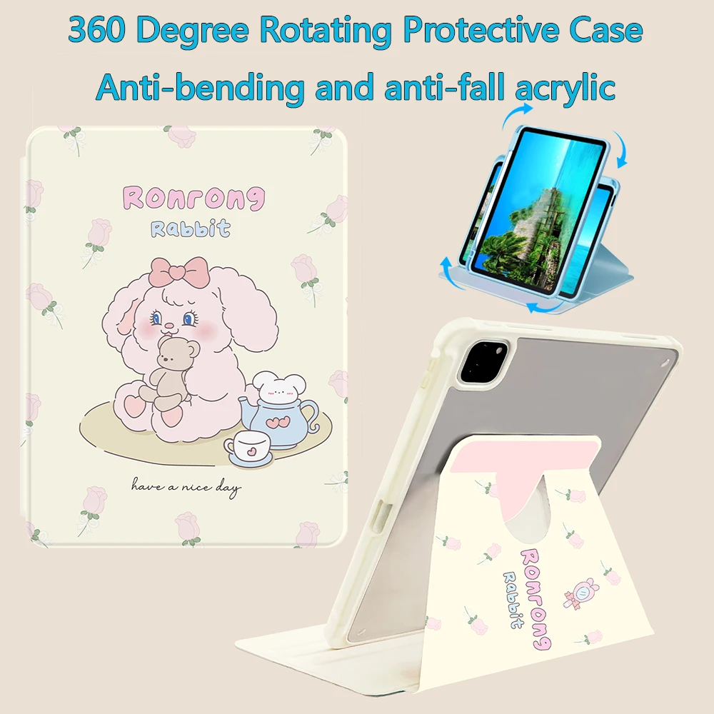 360 Rotate Acrylic Case for iPad Air1 2 2017 2018 9.7