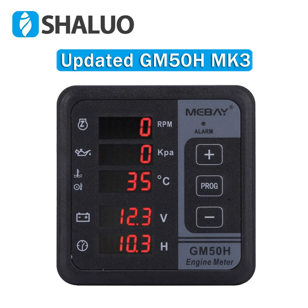 

Mebay GM50H MK3 Engine Multi Function Digital Meter Diesel Generator Monitor with Water Temperature Sensor Oil Pressure Sensor