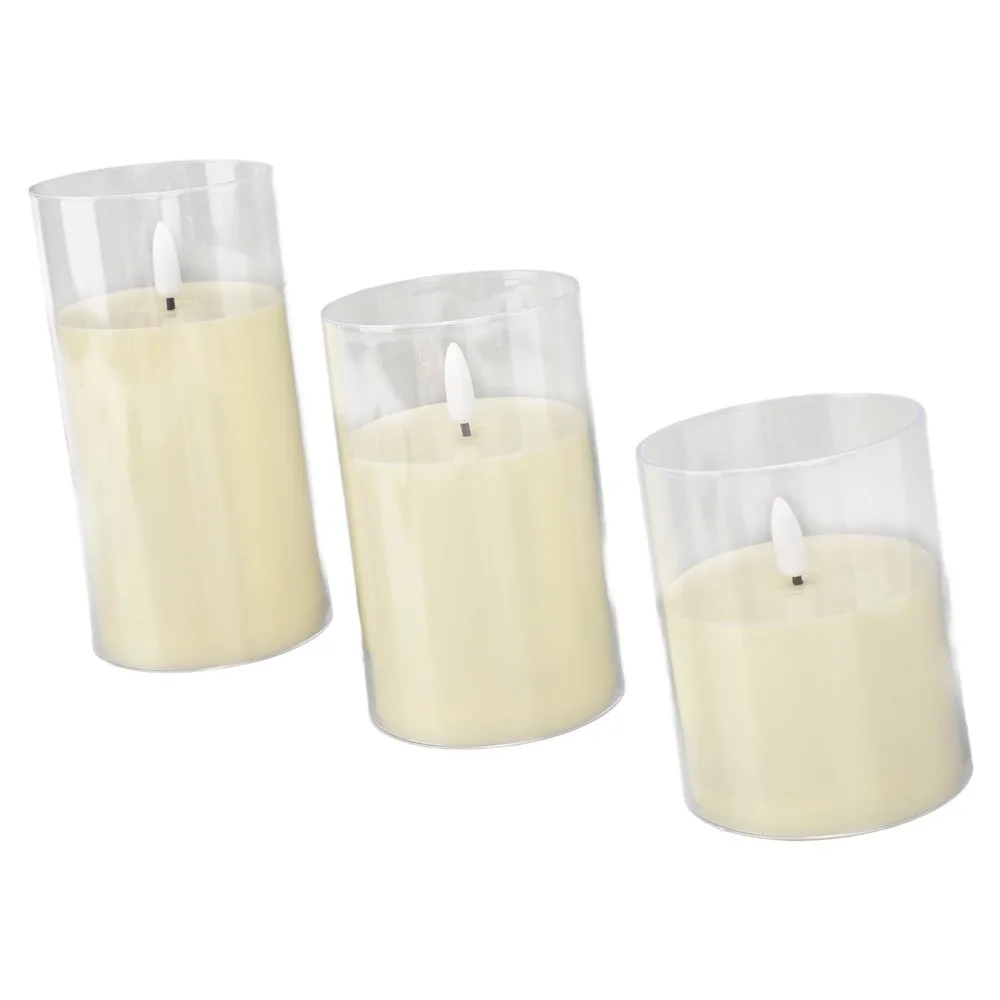 Pointed Head Type Flameless LED Candles 3 Piece Set Remote Control Battery Operated Candles Battery Operated Simulation