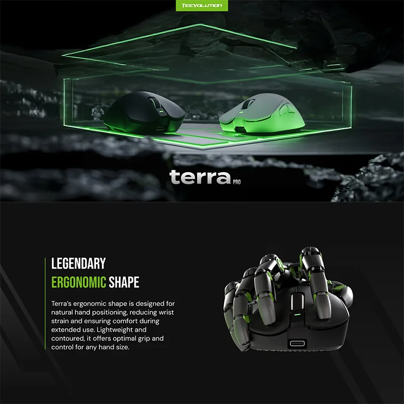 

Игровая мышь TEEVOLUTION Terra Pro, 49 г, легкий ключ дисплея 8K, беспроводные оптические переключатели со сверхнизкой задержкой