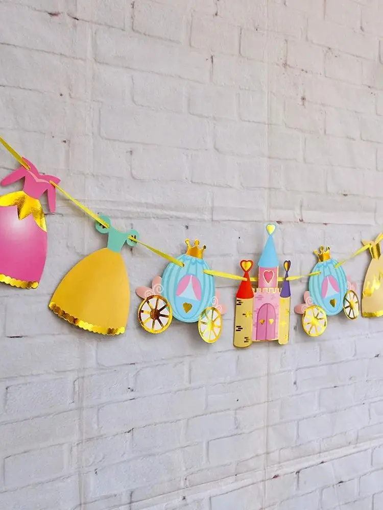 1 Set Schloss-Prinzessin-Banner - Ein Geburtstagsgeschenk geeignet für Mädchengeburtstage und als Partydekoration. – Detail 2