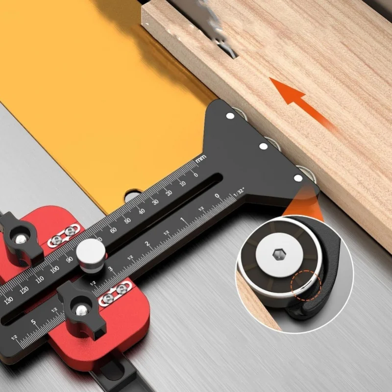 Thin Crack Table Saw Jig Guide 3 Pulleys Limiters For 3/8x3/4in U Slot 1/4x3/8in T Slot