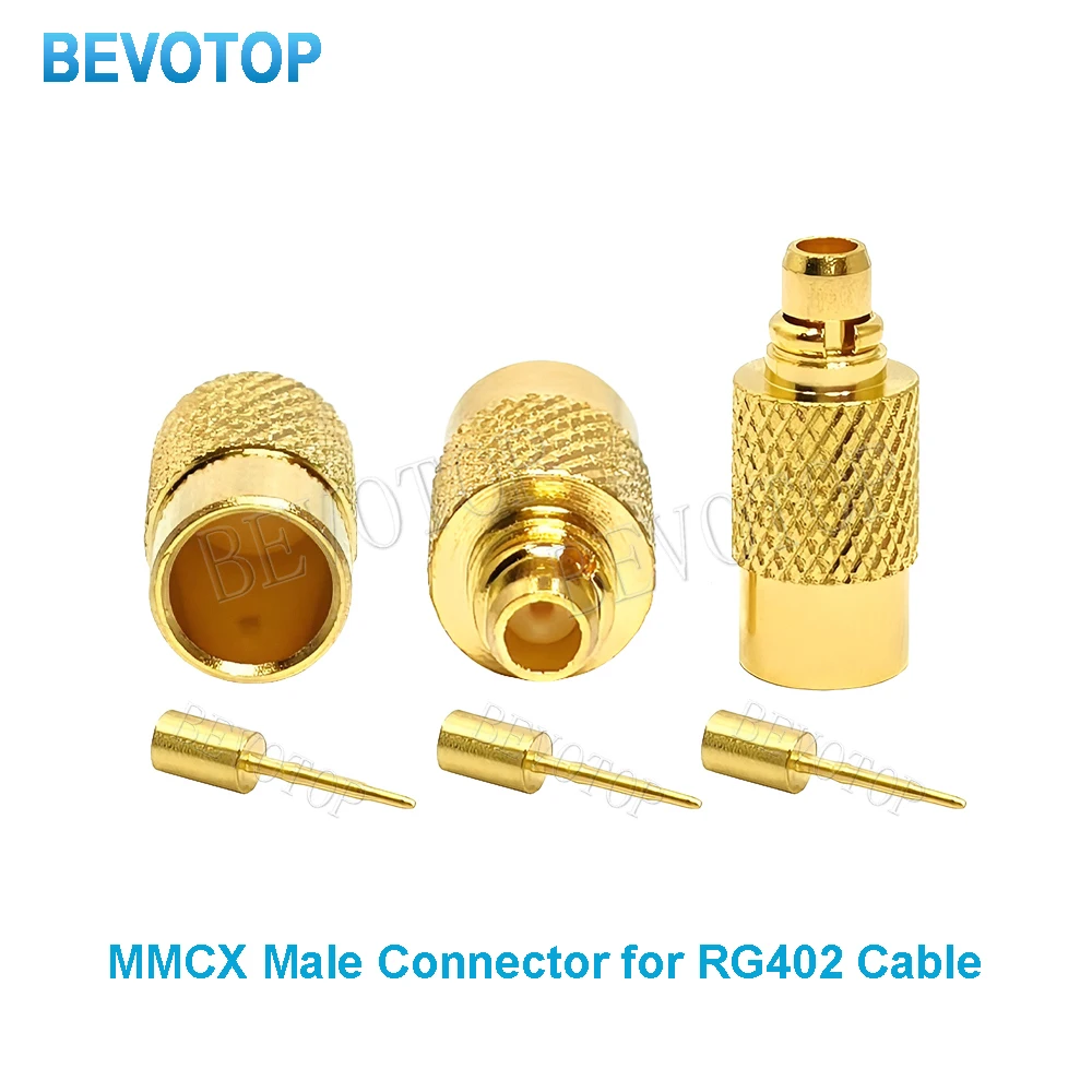 10PCS MMCX Male Plug Straight RG402 50-3 Cable Gold Plated Copper PTFE MMCX Male needle RF Connector Adapter