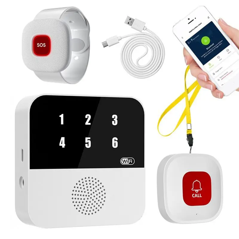 【HOME TOOL】Wireless Wifi SOS Bracelet Elderly Caregiver Pager Call Button Alert System For Seniors Patients Home Old People