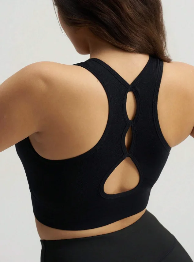 Women Racerback Triple Cutout Sports Bra Sleeveless Crop Tank Top Hollow Back Yoga Workout Fitness Running Sports Crop Vest